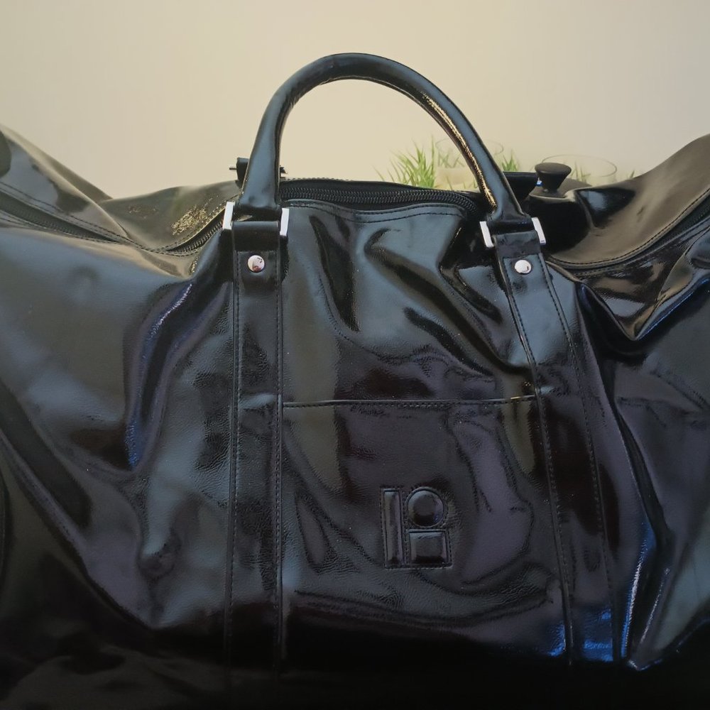Lisa Perry Black Patent Leather Long Tote Bag